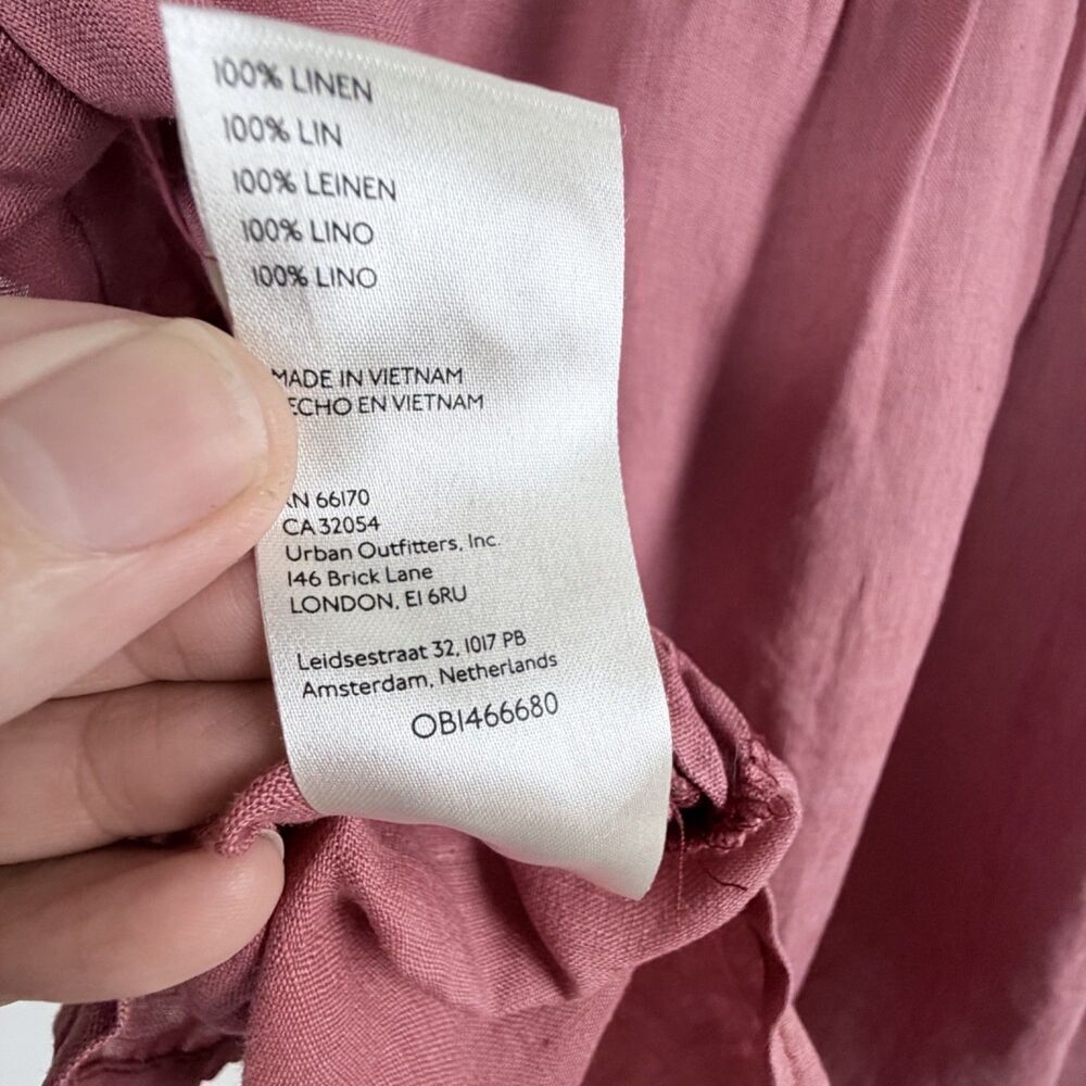 pilcro by anthropologie 100% linen button down beachcore rose women's top xs - Picture 6 of 9